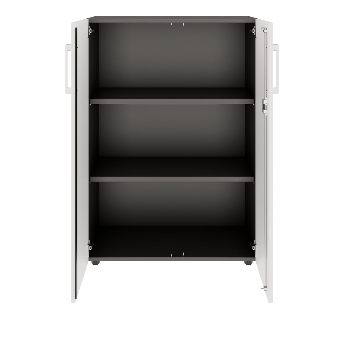 PRO Flügeltürenschrank | 3 OH, 800 - 1200 x 1140 mm, Soft-Close, Graphit / Weiß - 3 Lightbox Main Image