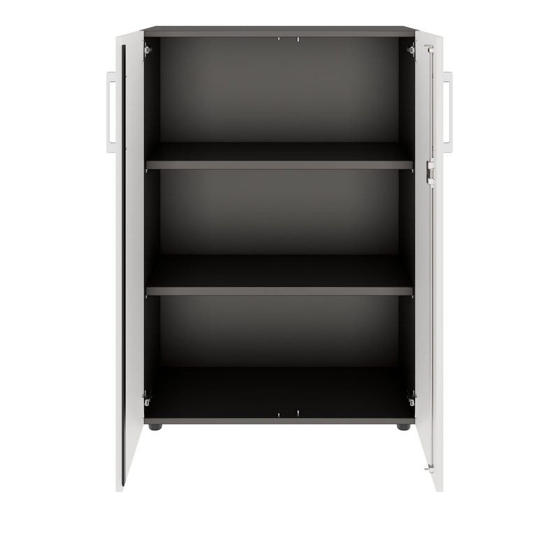 PRO Flügeltürenschrank | 3 OH, 800 - 1200 x 1140 mm, Soft-Close, Graphit / Weiß - 3 Main Image