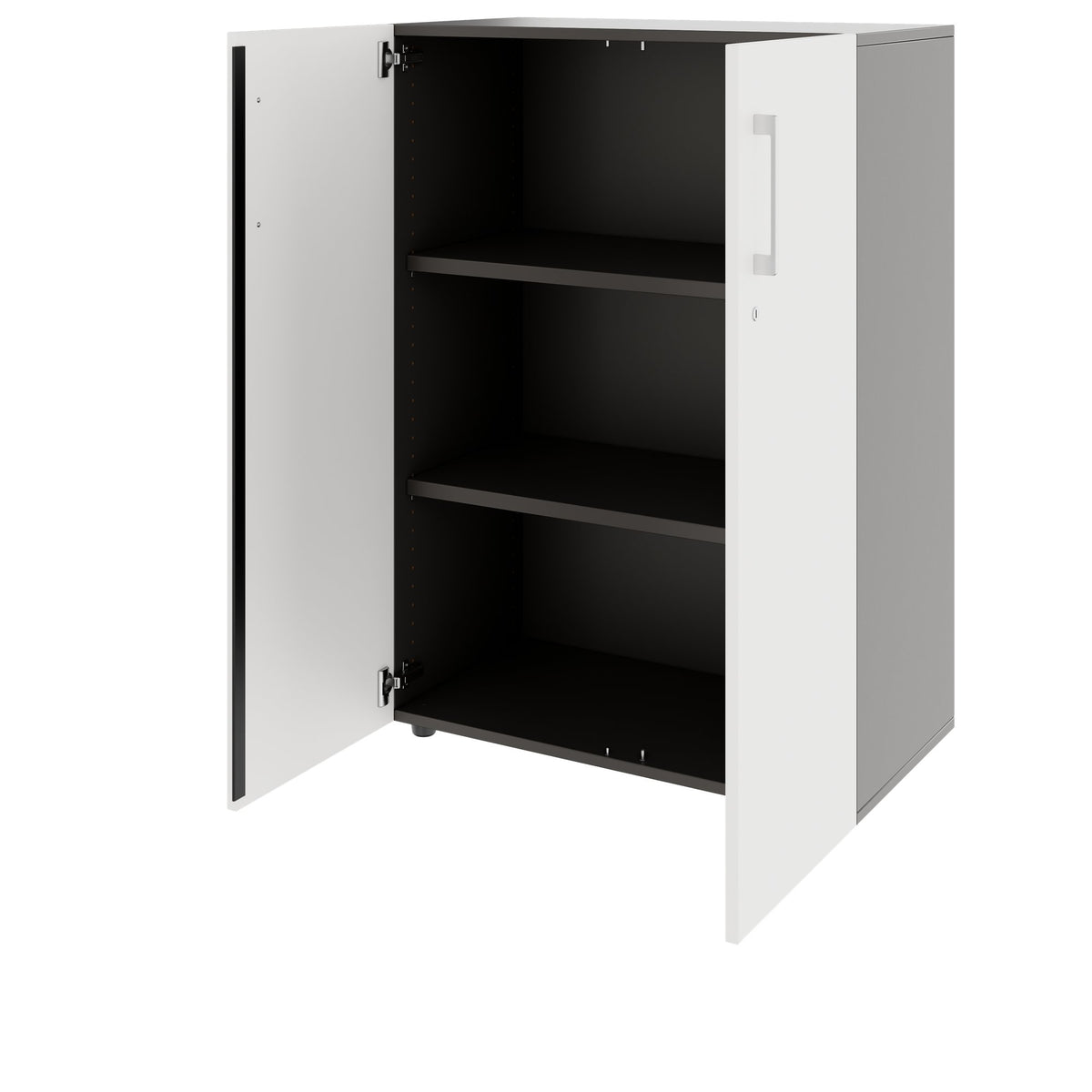 PRO Flügeltürenschrank | 3 OH, 800 - 1200 x 1140 mm, Soft-Close, Graphit / Weiß - 4 Lightbox Main Image