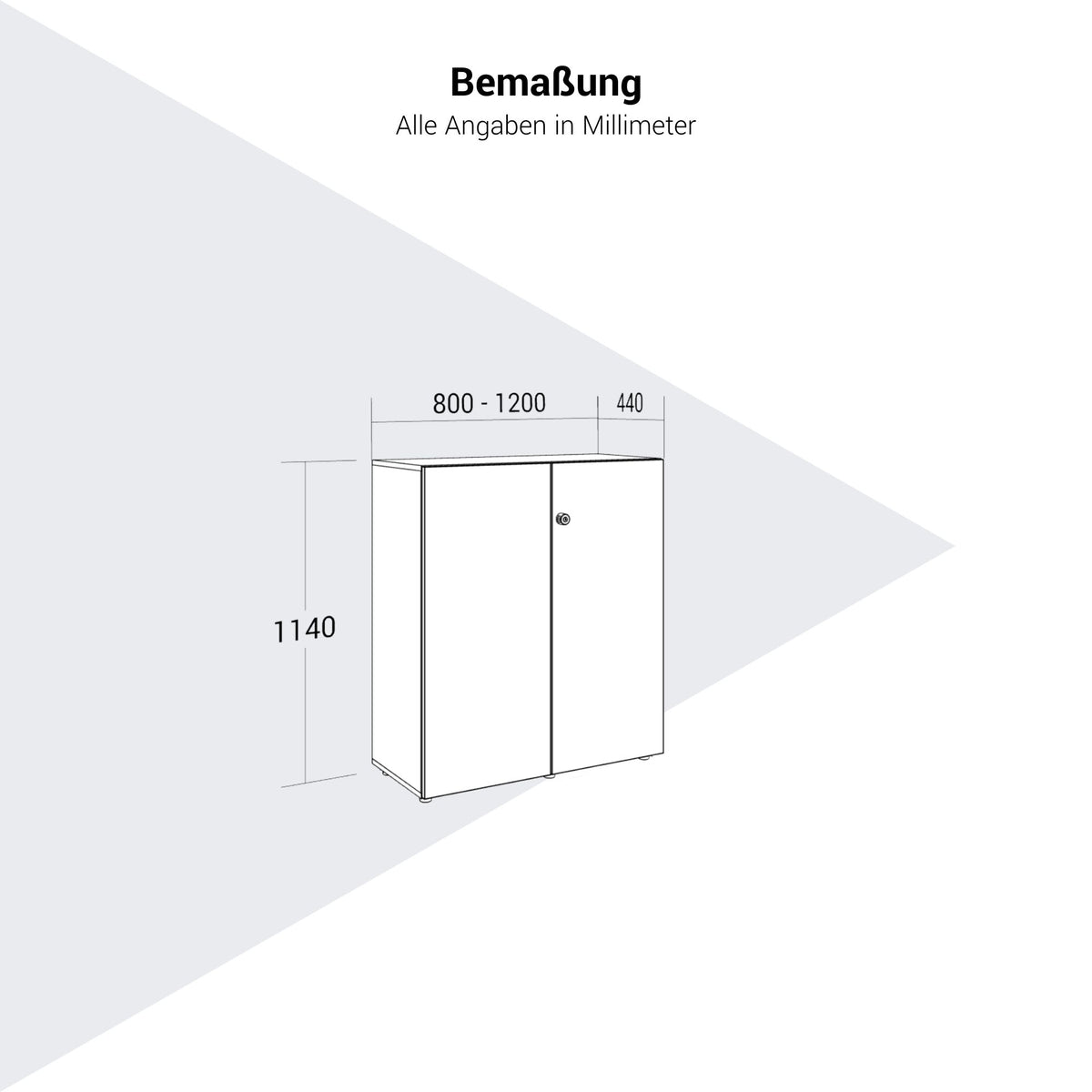 PRO Flügeltürenschrank | 3 OH, 800 - 1200 x 1140 mm, Soft-Close, Graphit / Weiß - 14 Lightbox Main Image