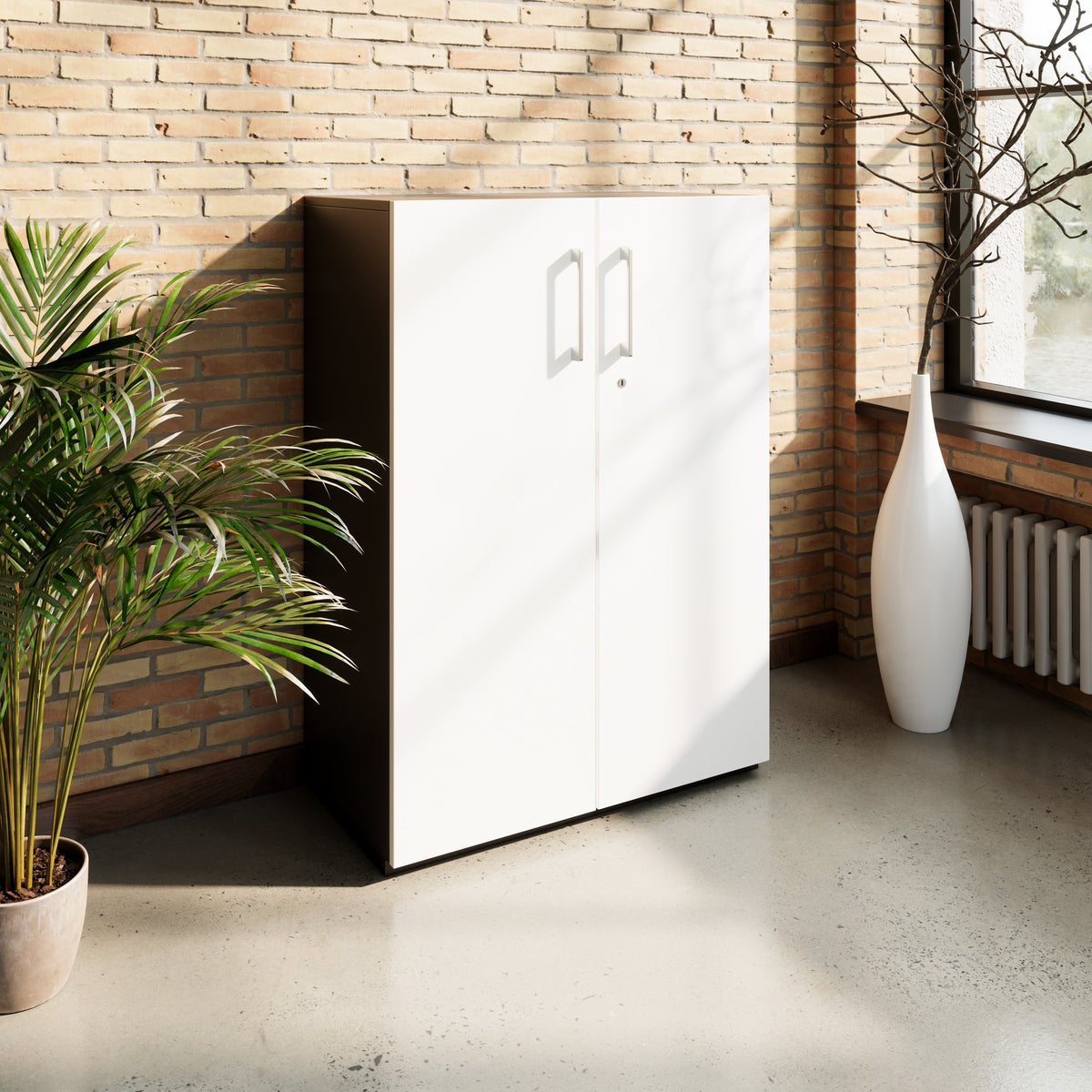 PRO Flügeltürenschrank | 3 OH, 800 - 1200 x 1140 mm, Soft-Close, Graphit / Weiß - 15 Lightbox Main Image