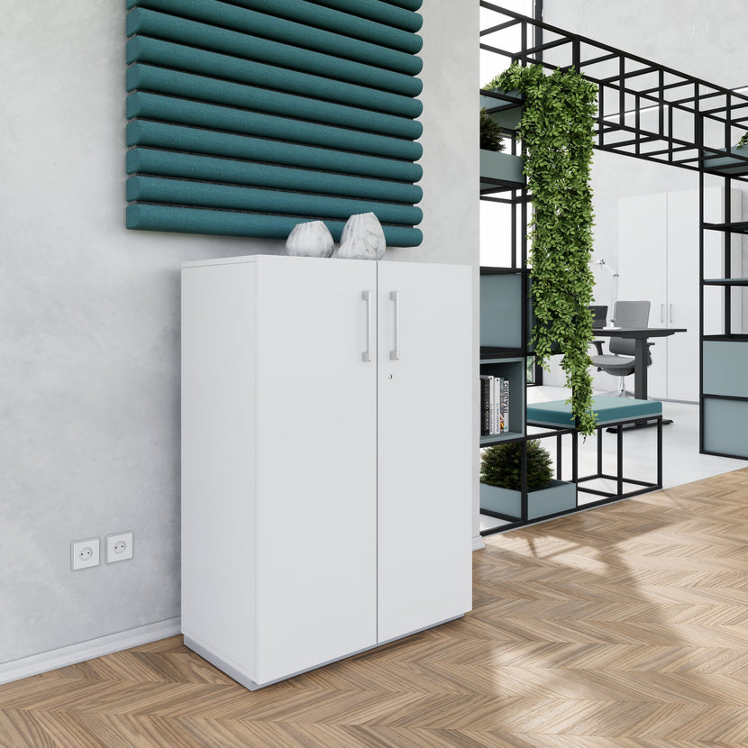 PRO Flügeltürenschrank | 3 OH, 800 - 1200 x 1140 mm, Soft-Close, Grau