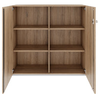 Armoire à portes battantes PRO | 3 OH, 800 - 1200 x 1140 mm, fermeture amortie, chêne naturel