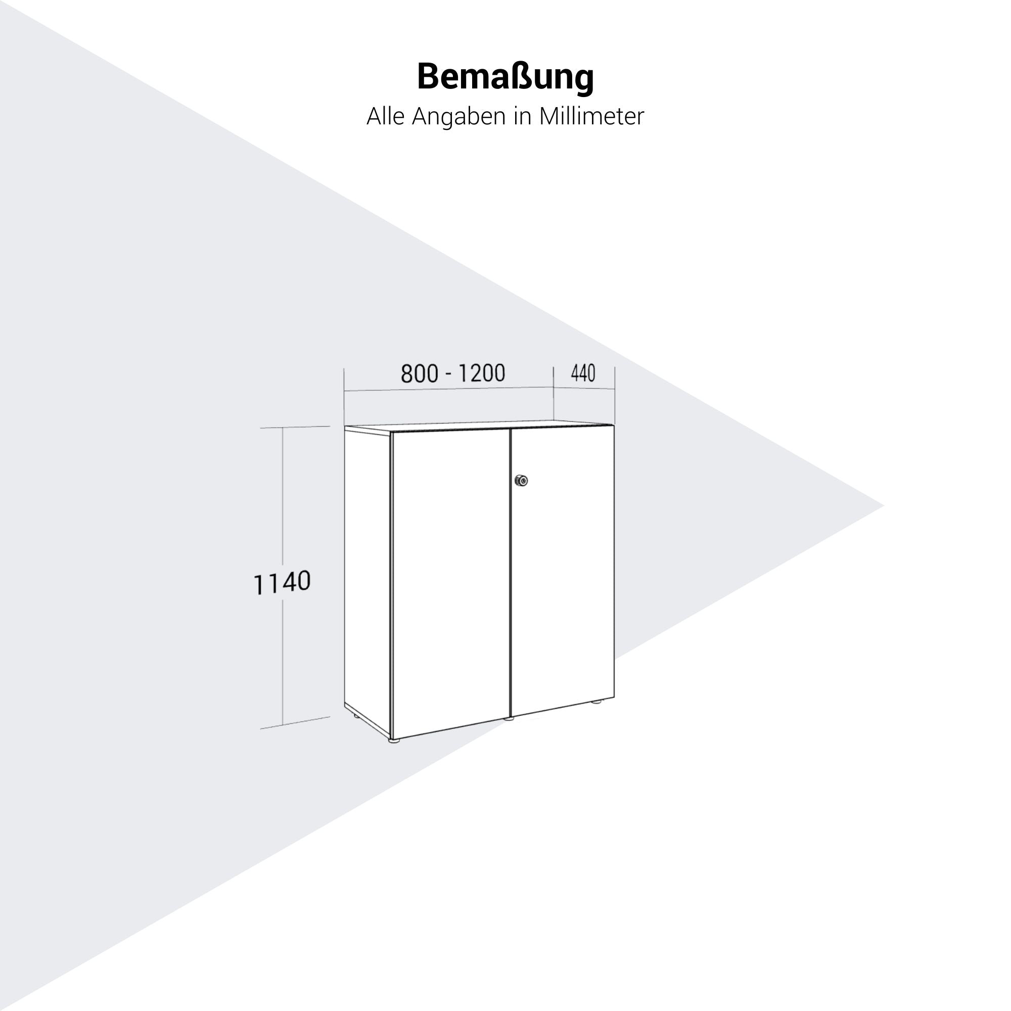 PRO Flügeltürenschrank | 3 OH, 800 - 1200 x 1140 mm, Soft-Close, Schwarz