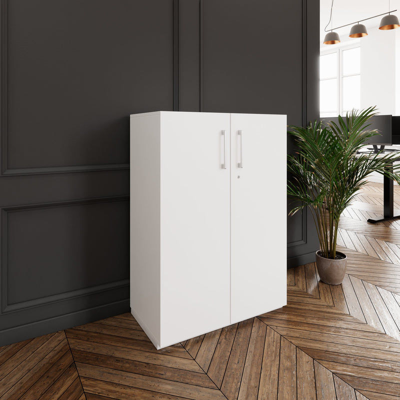 PRO Armoire à portes battantes | 3 OH, 800 - 1200 x 1140 mm, fermeture en douceur, blanc  - 1 Main Image