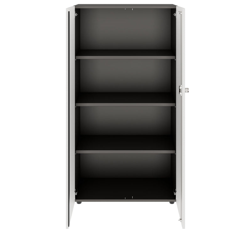 PRO Flügeltürenschrank | 4 OH, 800 - 1200 x 1510 mm, Soft-Close, Graphit / Weiß - 3 Main Image