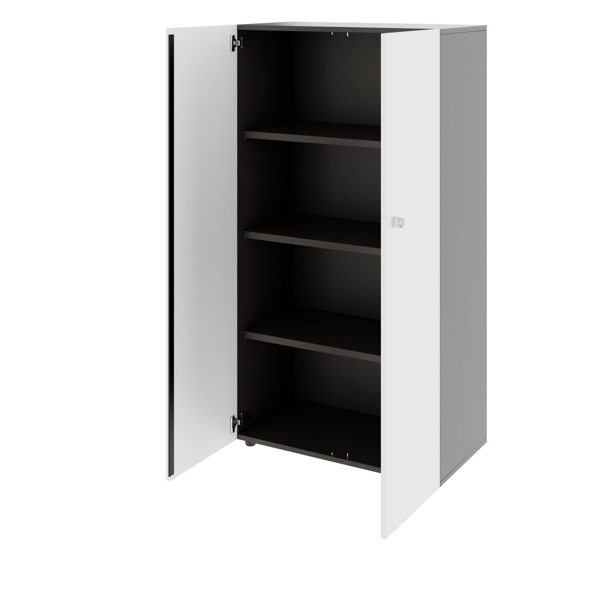 PRO Flügeltürenschrank | 4 OH, 800 - 1200 x 1510 mm, Soft-Close, Graphit / Weiß - 4 Lightbox Main Image