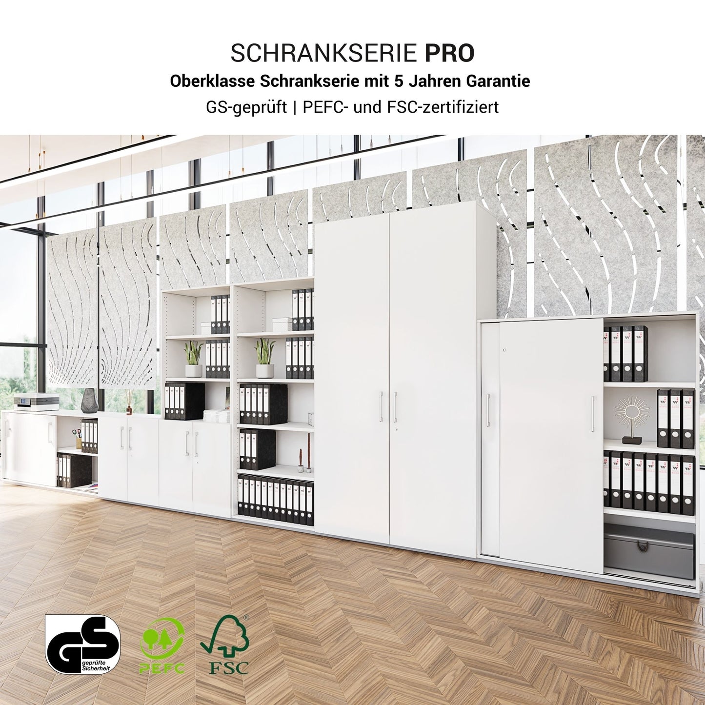 PRO Flügeltürenschrank | 4 OH, 800 - 1200 x 1510 mm, Soft-Close, Grau