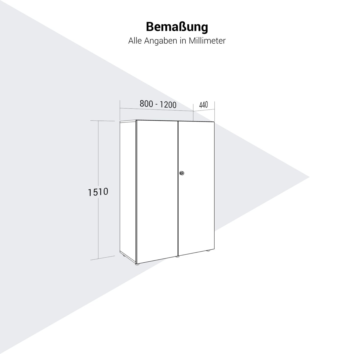 PRO Flügeltürenschrank | 4 OH, 800 - 1200 x 1510 mm, Soft-Close, Grau