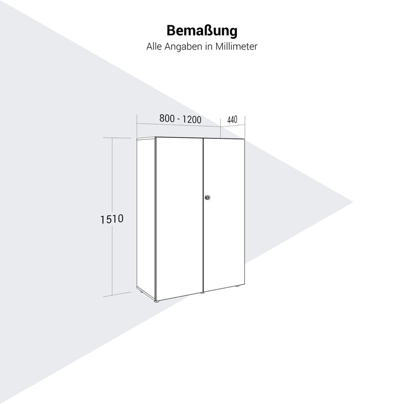 PRO hinged door cabinet | 4 OH, 800 - 1200 x 1510 mm, soft close, gray - 14 Main Image