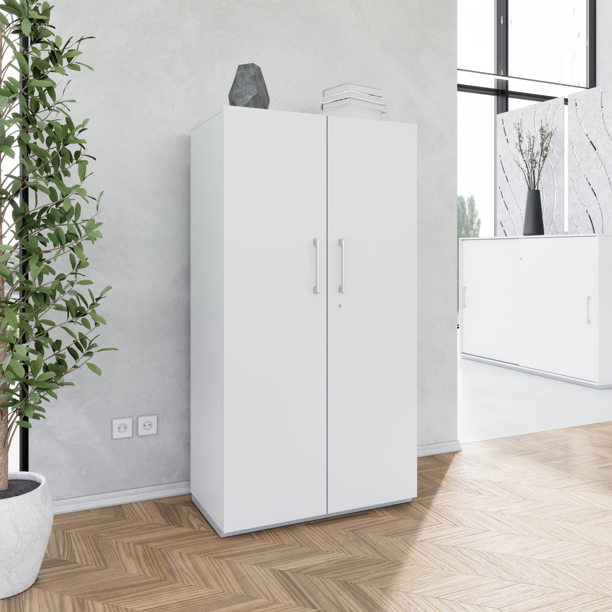 PRO hinged door cabinet | 4 OH, 800 - 1200 x 1510 mm, soft close, gray - 15 Lightbox Main Image