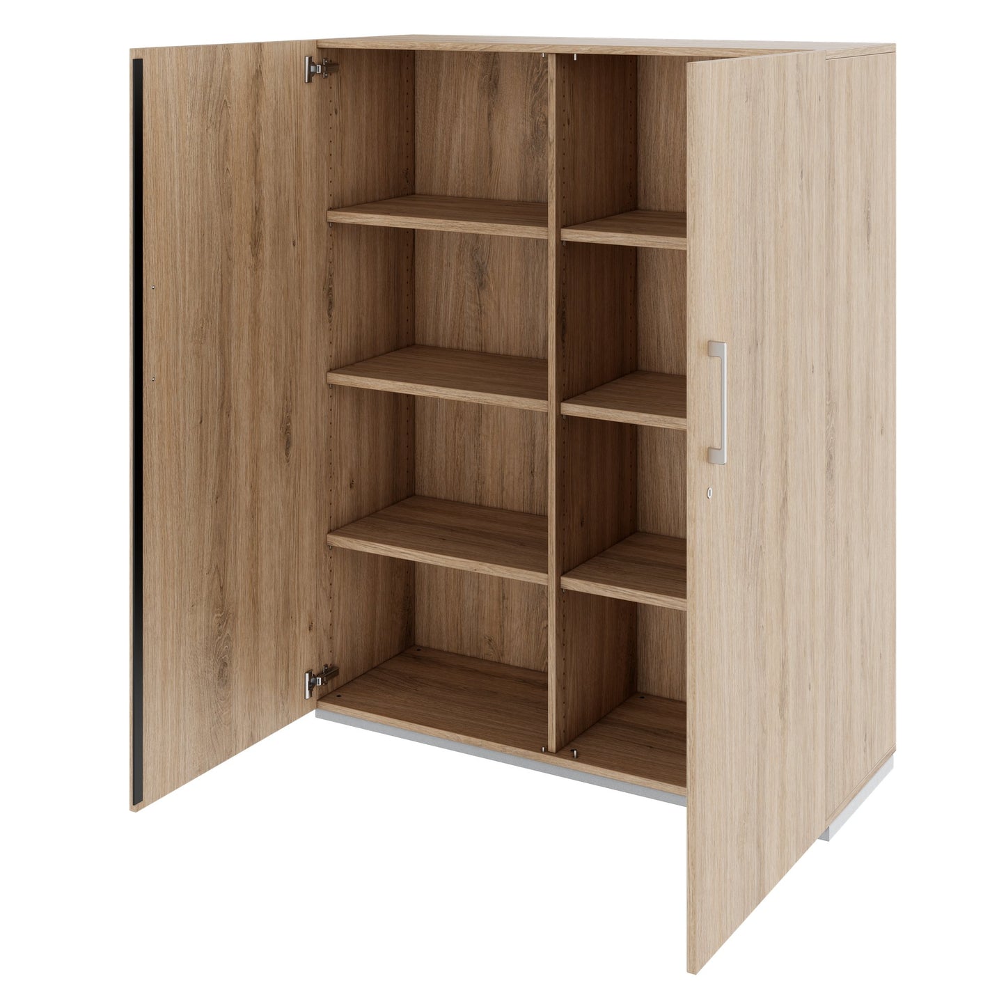 PRO hinged door cabinet | 4 OH, 800 - 1200 x 1510 mm, soft close, natural oak