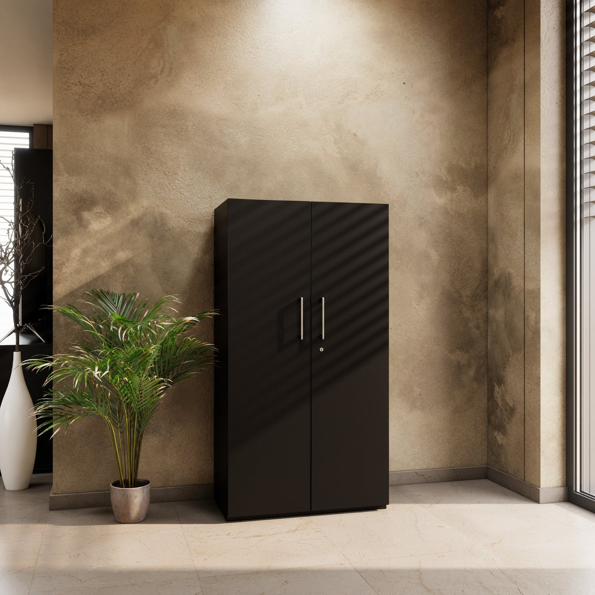 PRO hinged door cabinet | 4 OH, 800 - 1200 x 1510 mm, soft close, black - 1 Lightbox Main Image
