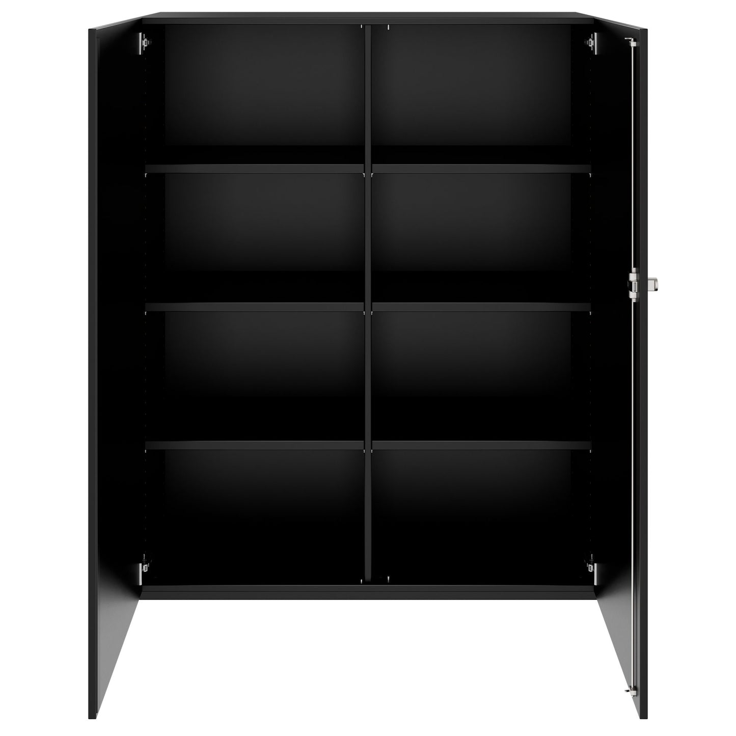 Armoire à portes battantes PRO | 4 OH, 800 - 1200 x 1510 mm, fermeture amortie, noir