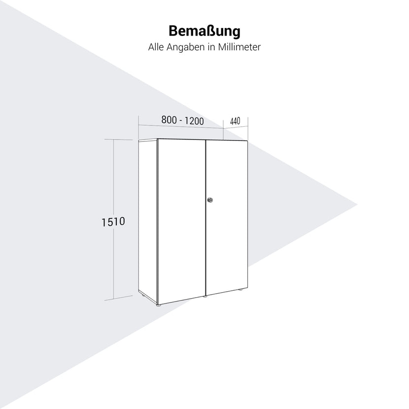 PRO Flügeltürenschrank | 4 OH, 800 - 1200 x 1510 mm, Soft-Close, Schwarz