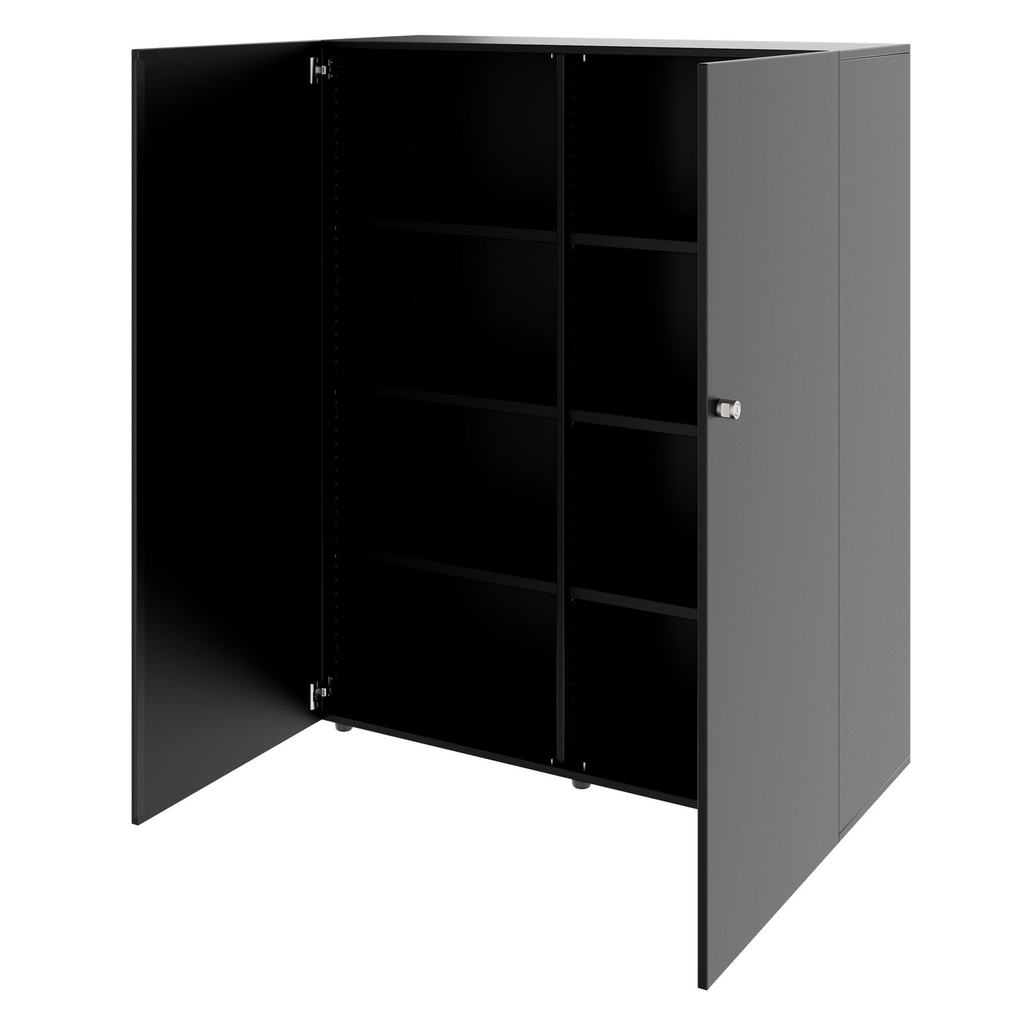PRO Flügeltürenschrank | 4 OH, 800 - 1200 x 1510 mm, Soft-Close, Schwarz