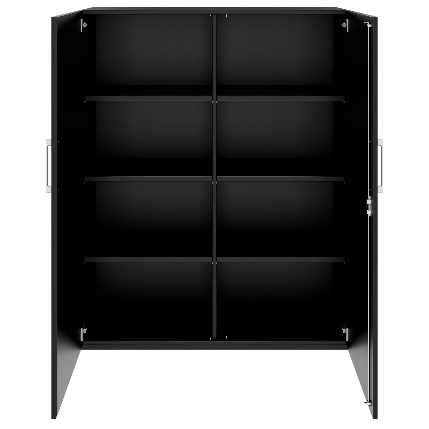 Armoire à portes battantes PRO | 4 OH, 800 - 1200 x 1510 mm, fermeture amortie, noir