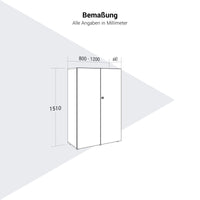 PRO Cabinetto per porte dell'ala | 4 OH, 800 - 1200 x 1510 mm, morbido, bianco