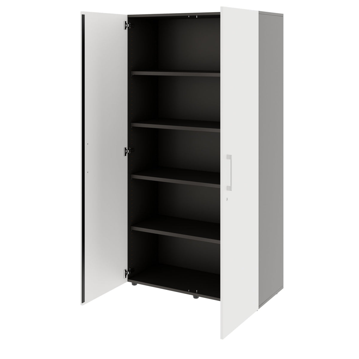 PRO Flügeltürenschrank | 5 OH, 800 - 1200 x 1880 mm, Soft-Close, Graphit / Weiß - 4 Lightbox Main Image