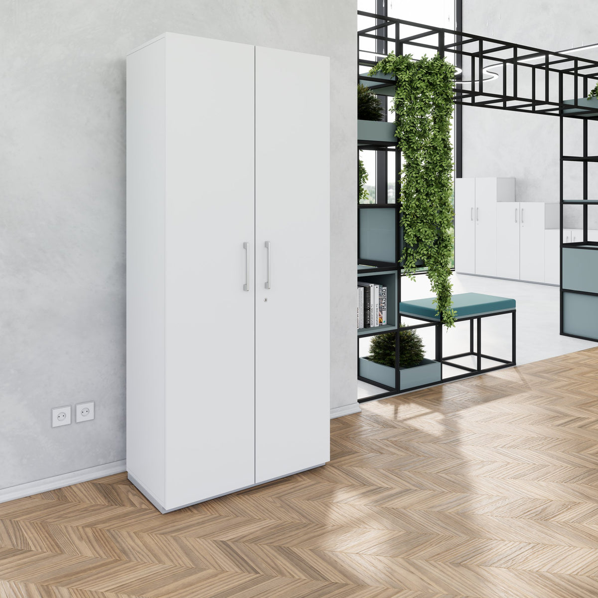 PRO Flügeltürenschrank | 5 OH, 800 - 1200 x 1880 mm, Soft-Close, Grau - 15 Lightbox Main Image