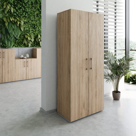 PRO hinged door cabinet | 5 OH, 800 - 1200 x 1880 mm, soft close, natural oak