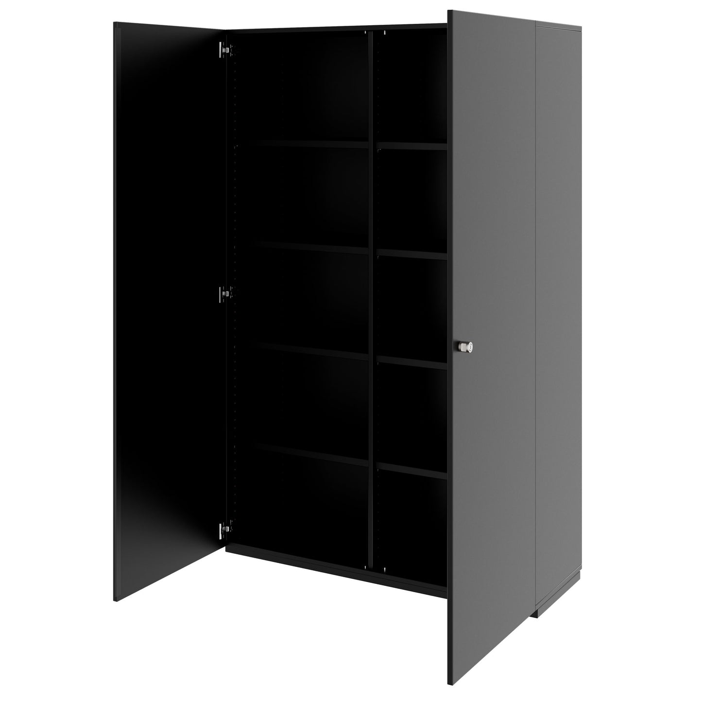 PRO hinged door cabinet | 5 OH, 800 - 1200 x 1880 mm, soft close, black