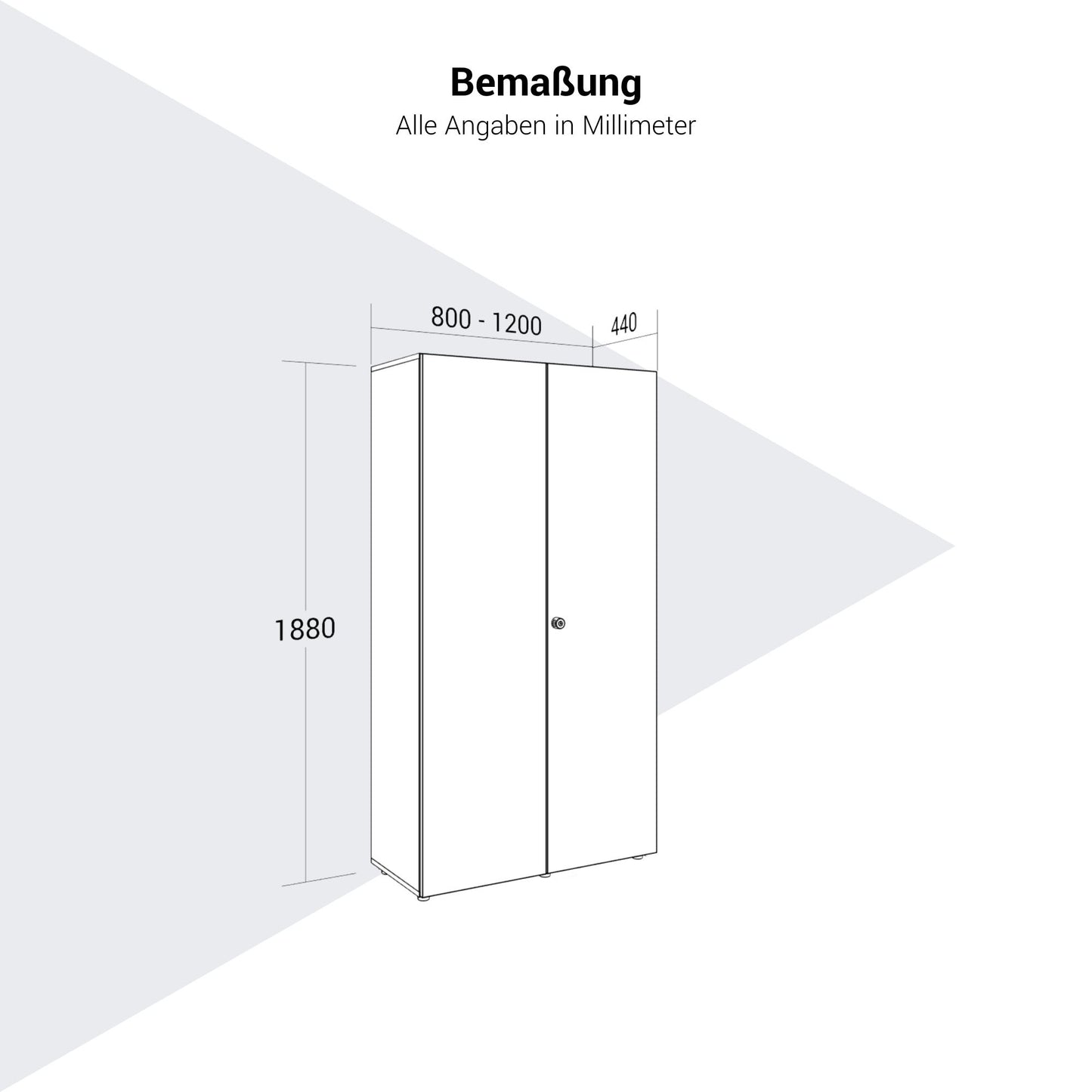 PRO Flügeltürenschrank | 5 OH, 800 - 1200 x 1880 mm, Soft-Close, Schwarz