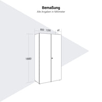 PRO Flügeltürenschrank | 5 OH, 800 - 1200 x 1880 mm, Soft-Close, Schwarz