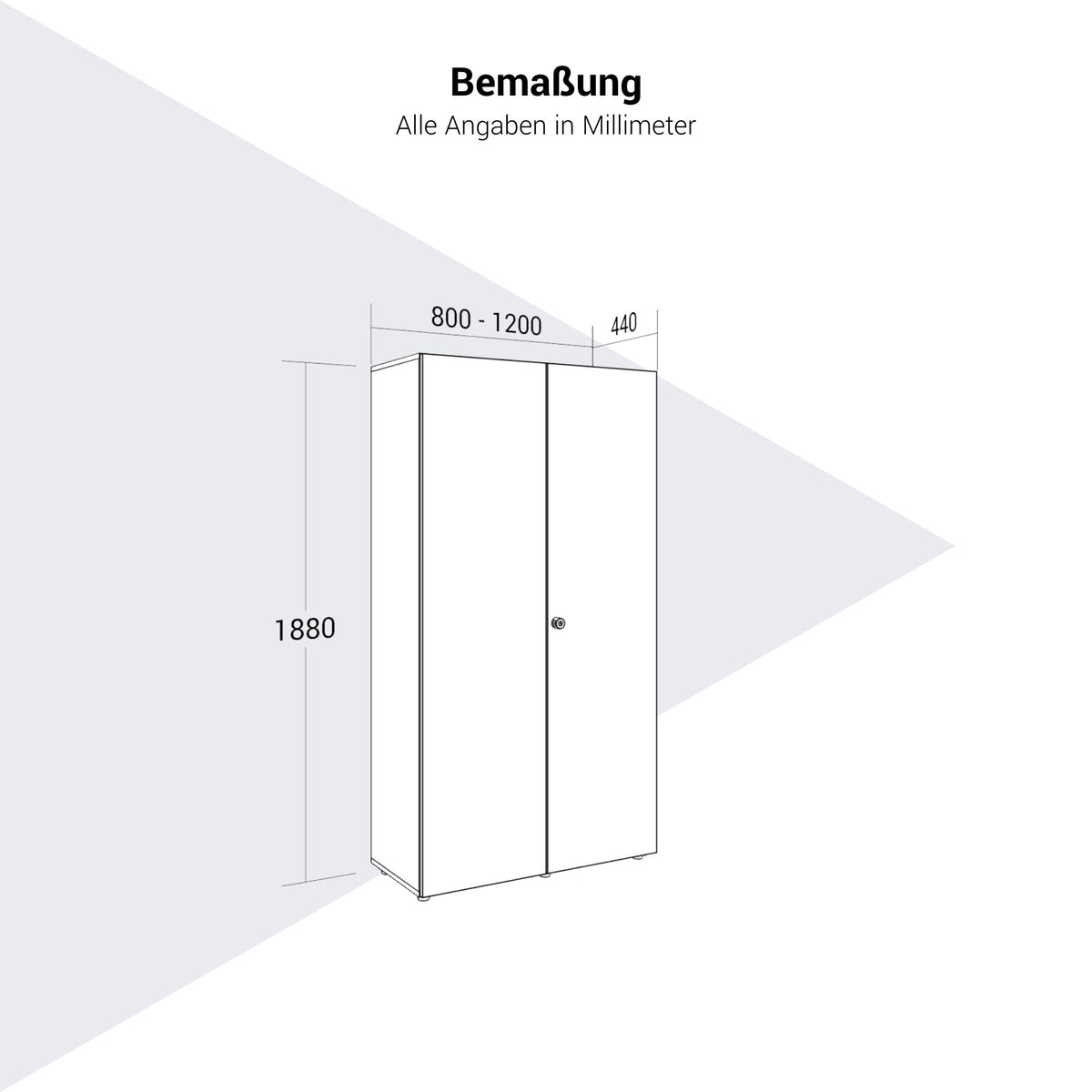 PRO Wing door cabinet | 5 Oh, 800 - 1200 x 1880 mm, soft -close, white - 14 Lightbox Main Image