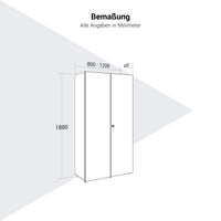 PRO Cabinetto per porte dell'ala | 5 OH, 800 - 1200 x 1880 mm, morbido, bianco