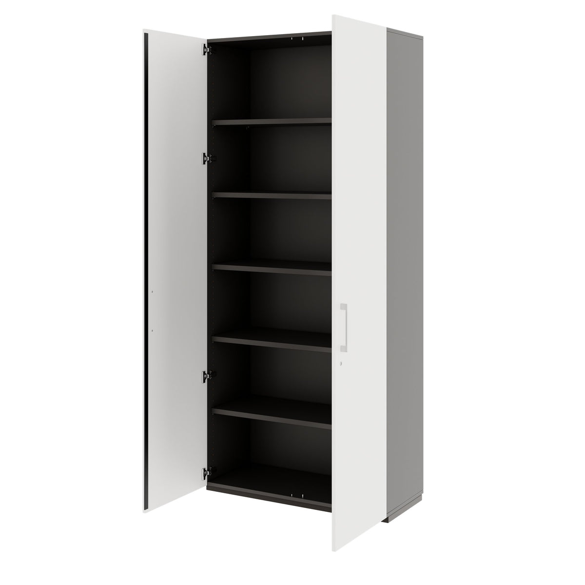 PRO Flügeltürenschrank | 6 OH, 800 - 1200 x 2250 mm, Soft-Close, Graphit / Weiß - 5 Lightbox Main Image