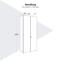 PRO Wing door cabinet | 6 Oh, 800 - 1200 x 2250 mm, soft -close, graphite / white