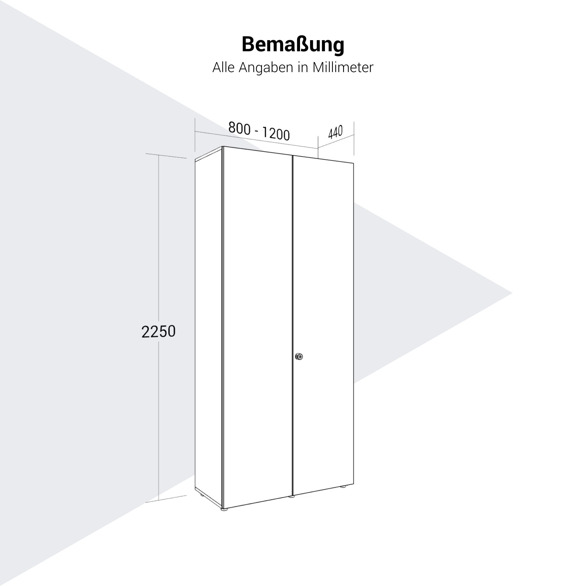 PRO Flügeltürenschrank | 6 OH, 800 - 1200 x 2250 mm, Soft-Close, Graphit / Weiß