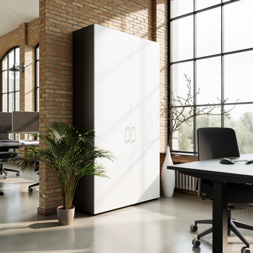 PRO Flügeltürenschrank | 6 OH, 800 - 1200 x 2250 mm, Soft-Close, Graphit / Weiß