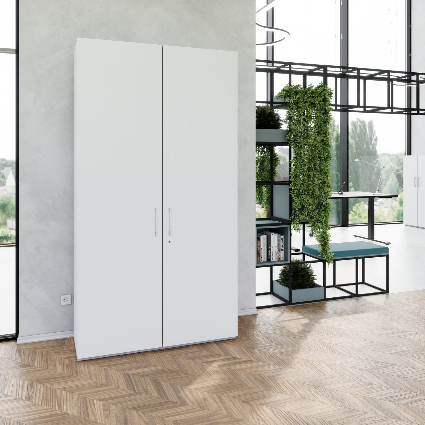 PRO Flügeltürenschrank | 6 OH, 800 - 1200 x 2250 mm, Soft-Close, Grau