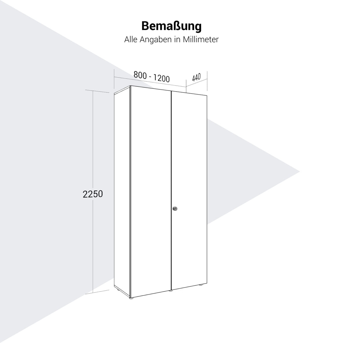 PRO Flügeltürenschrank | 6 OH, 800 - 1200 x 2250 mm, Soft-Close, Weiß - 14 Lightbox Main Image