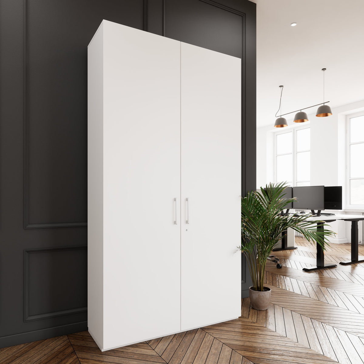 PRO Flügeltürenschrank | 6 OH, 800 - 1200 x 2250 mm, Soft-Close, Weiß - 15 Lightbox Main Image
