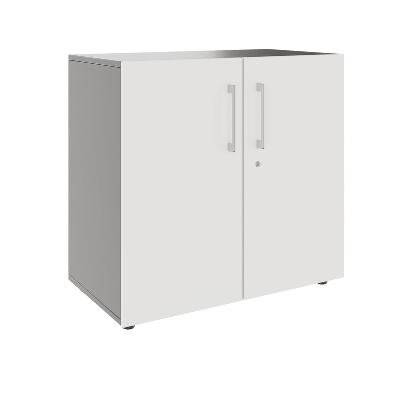 PRO Armoire à portes battantes | 2 hauteurs de classeur, 800 - 1200 x 770 mm, fermeture douce, graphite / blanc  - 1 Main Image