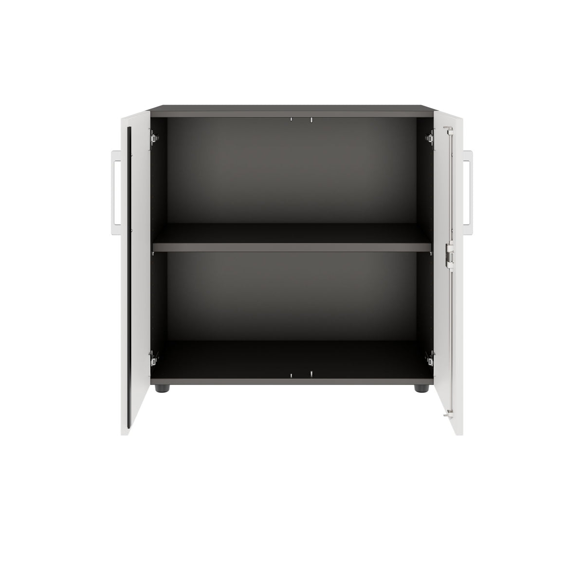 PRO Armoire à portes battantes | 2 hauteurs de classeur, 800 - 1200 x 770 mm, fermeture douce, graphite / blanc  - 3 Lightbox Main Image