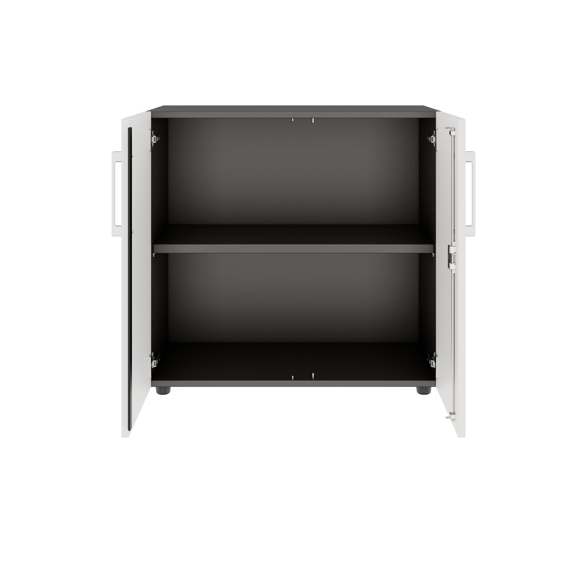 PRO Armoire à portes battantes | 2 OH, 800 - 1200 x 770 mm, fermeture douce, graphite / blanc