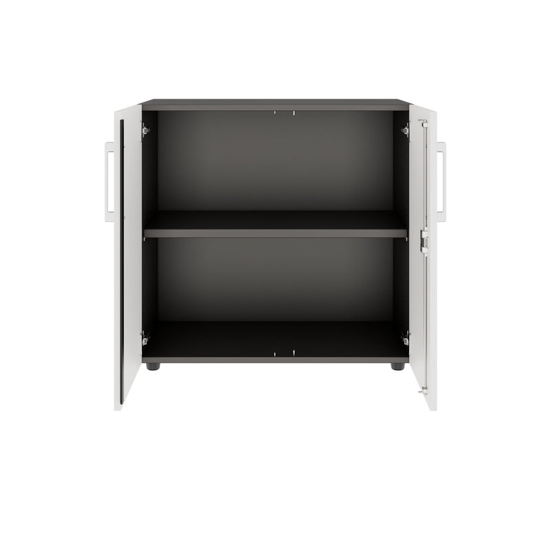 PRO Armoire à portes battantes | 2 hauteurs de classeur, 800 - 1200 x 770 mm, fermeture douce, graphite / blanc  - 3 Main Image