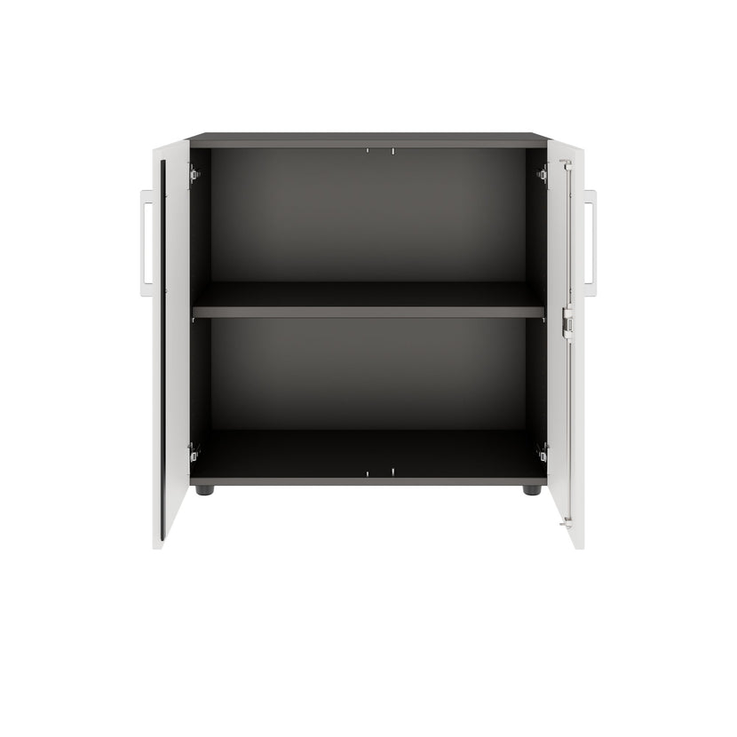 PRO Armoire à portes battantes | 2 OH, 800 - 1200 x 770 mm, fermeture douce, graphite / blanc