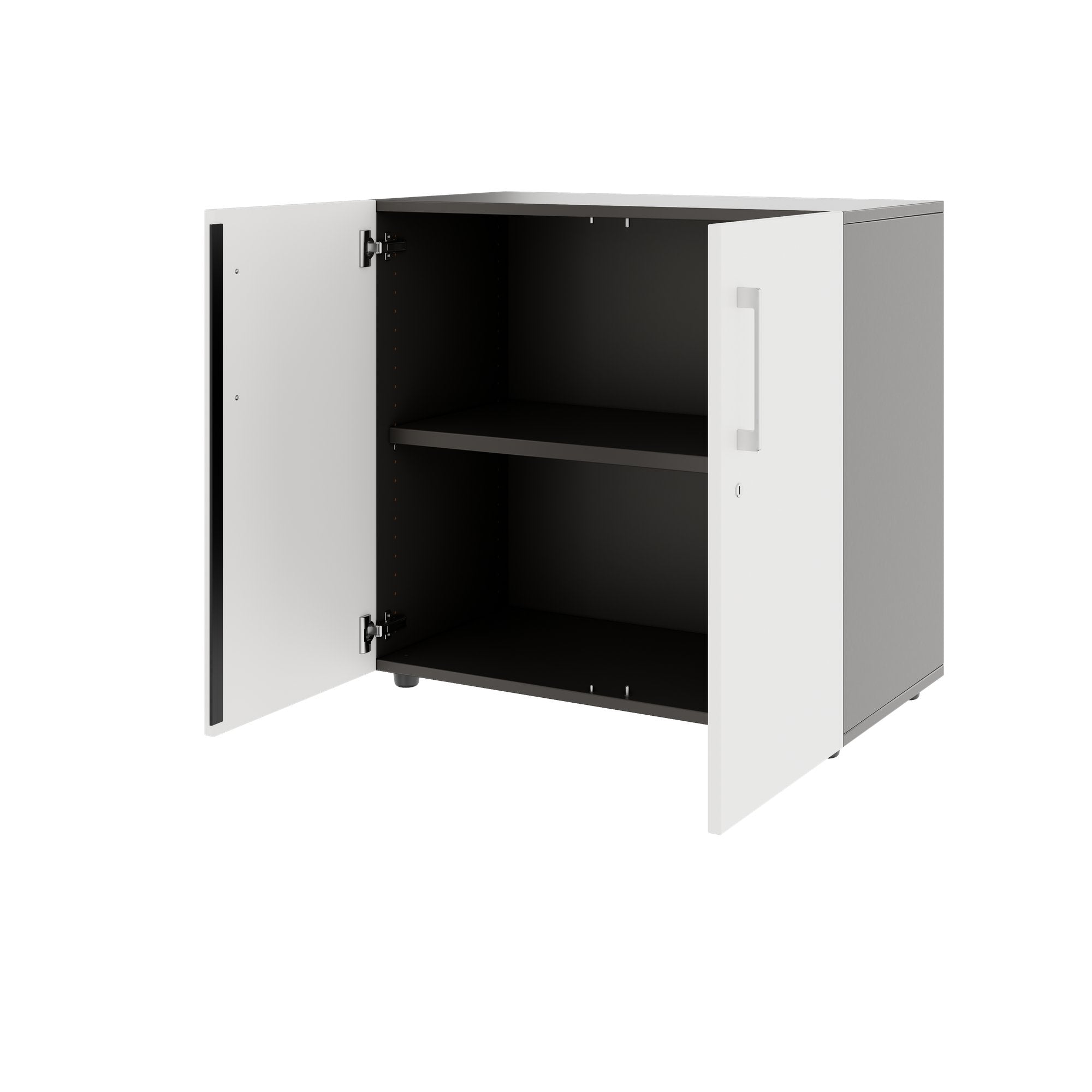 PRO Armoire à portes battantes | 2 OH, 800 - 1200 x 770 mm, fermeture douce, graphite / blanc