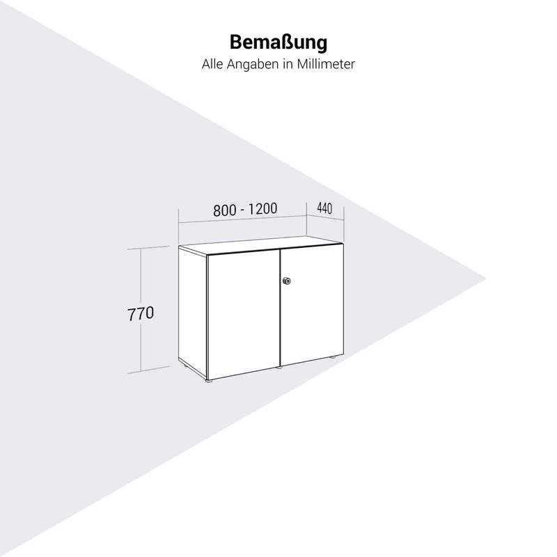 PRO Armoire à portes battantes | 2 hauteurs de classeur, 800 - 1200 x 770 mm, fermeture douce, graphite / blanc  - 14 Main Image