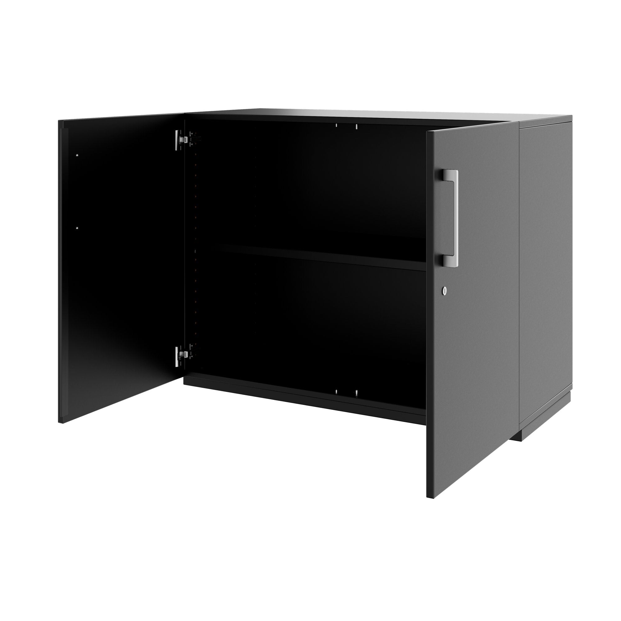 PRO Flügeltürenschrank | 2 OH, 800 - 1200 x 770 mm, Soft-Close, Schwarz