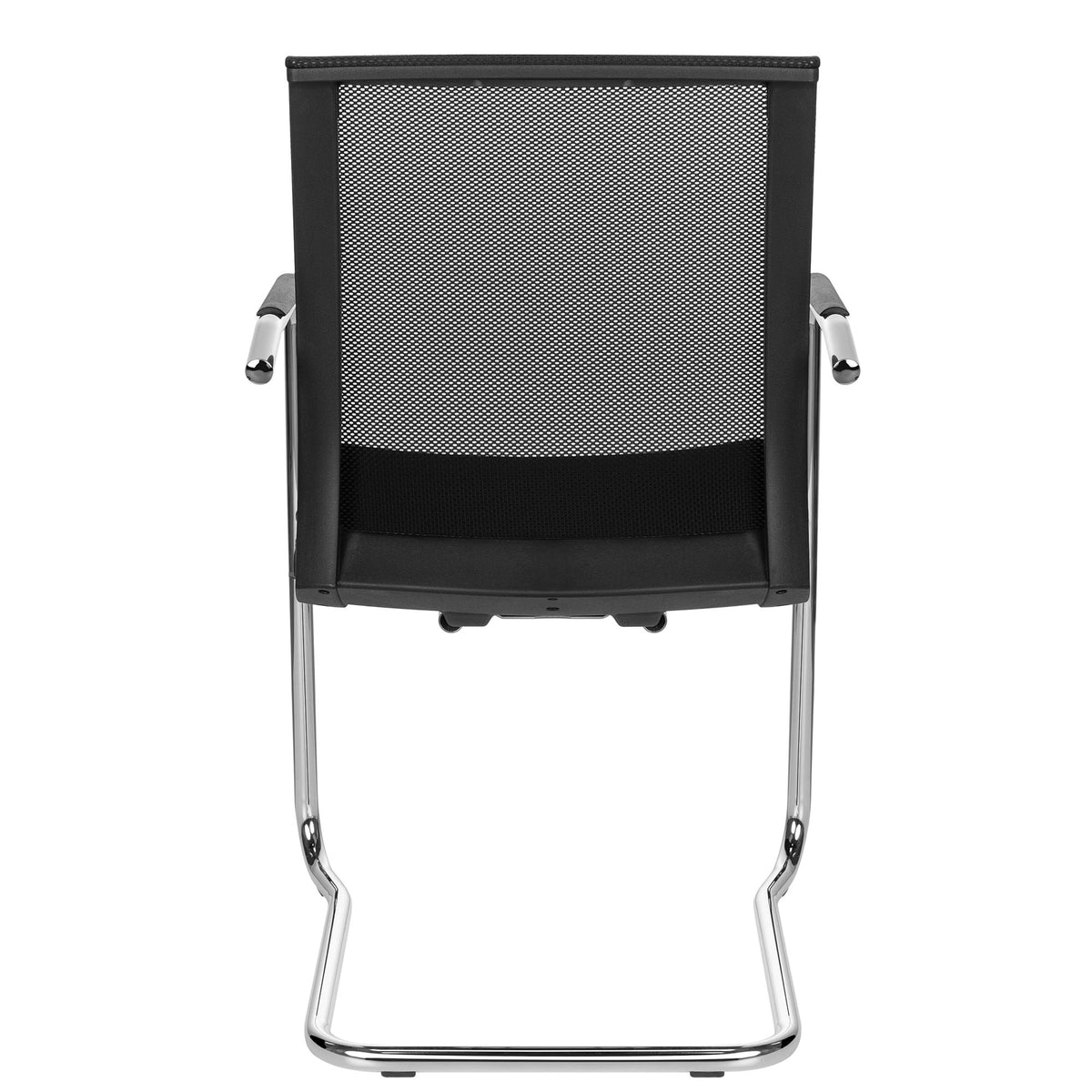 EVA cantilever chair | Mesh back, armrests, stackable, black - 5 Lightbox Main Image