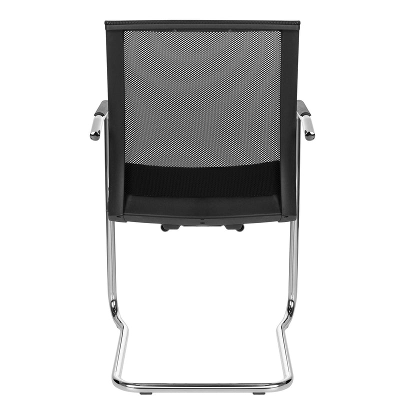 EVA cantilever chair | Mesh back, armrests, stackable, black - 5 Main Image