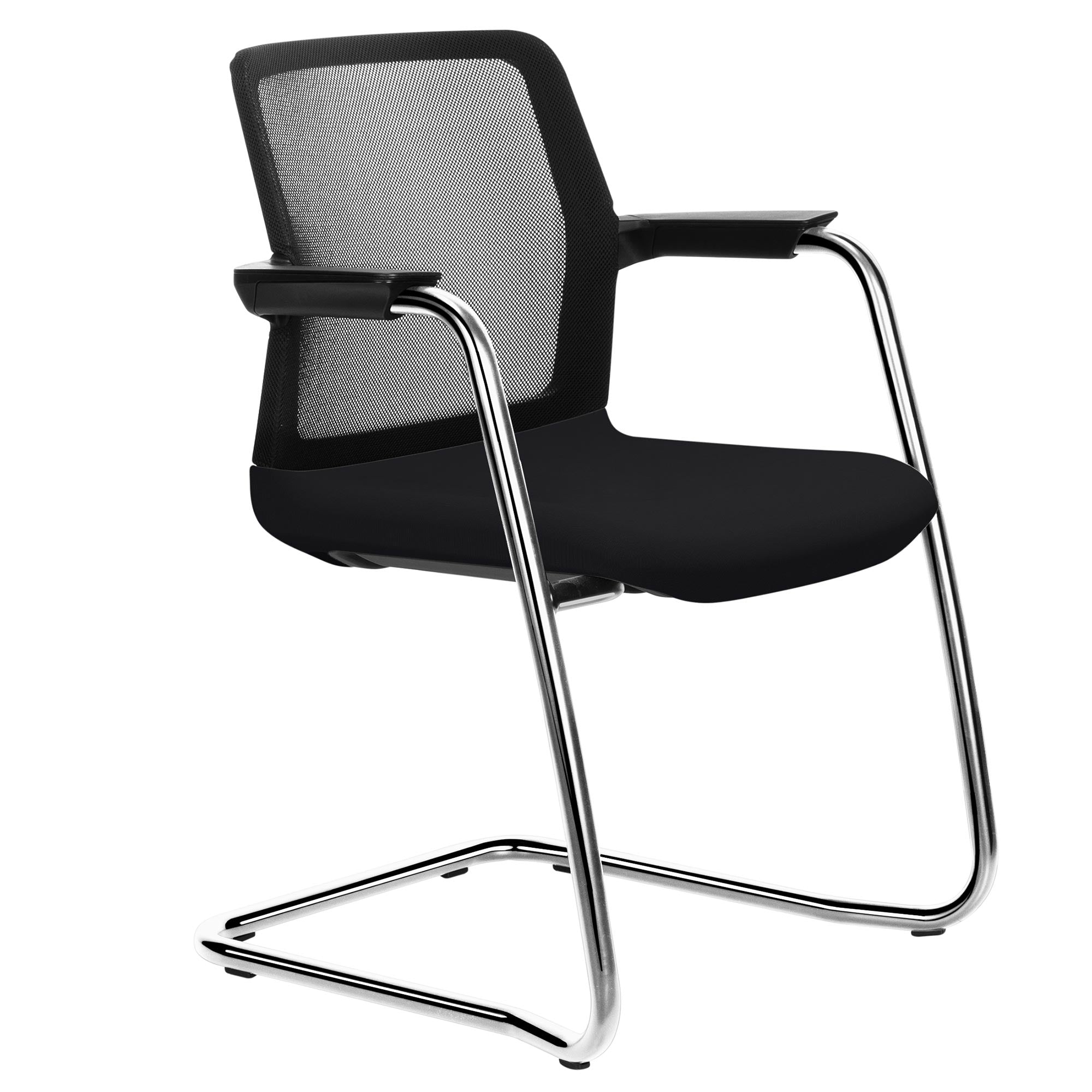 WIND cantilever chair | Mesh back, stackable, polyester cover LUCIA