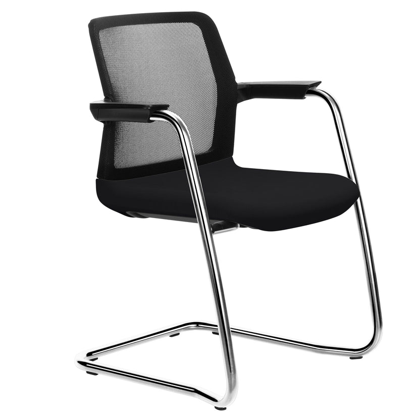 WIND cantilever chair | Mesh back, stackable, polyester cover LUCIA