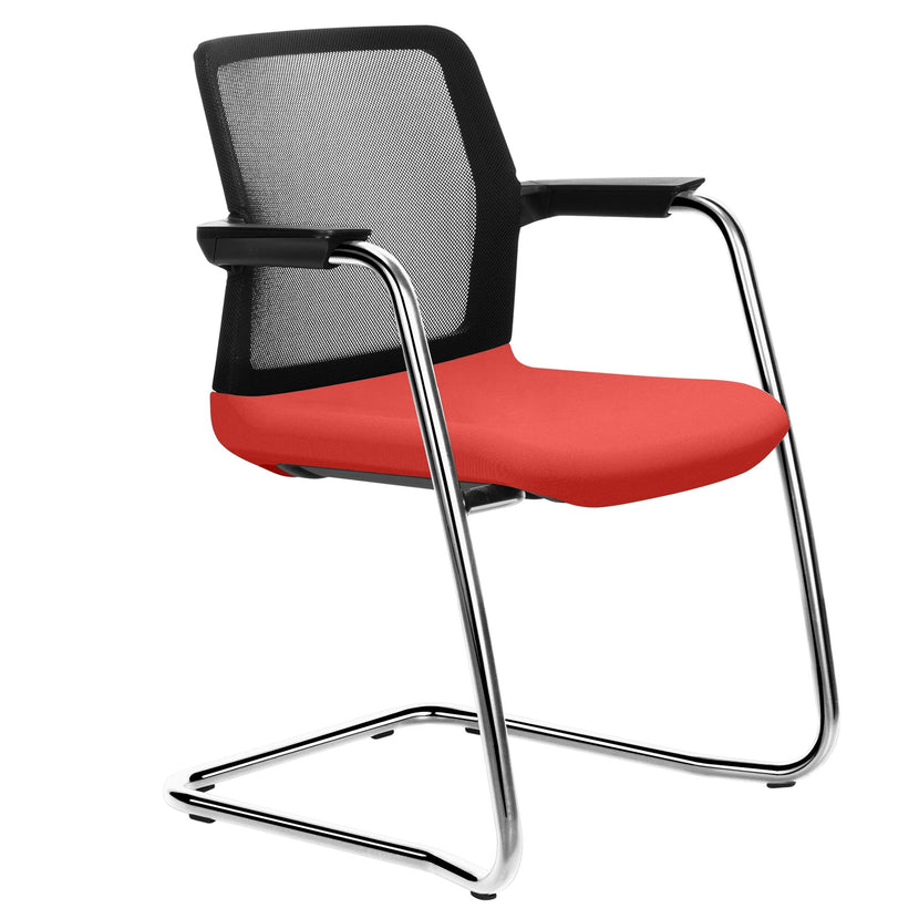 WIND cantilever chair | Mesh back, stackable, polyester cover LUCIA